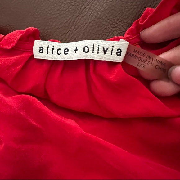 Alice+Olivia Red 100% Silk Short Bell Sleeves - Picture 4 of 5